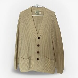 Vtg PEI Canada Virgin Wool Cardigan‎ 38 Handcrafted Academia Grandpa Sweater